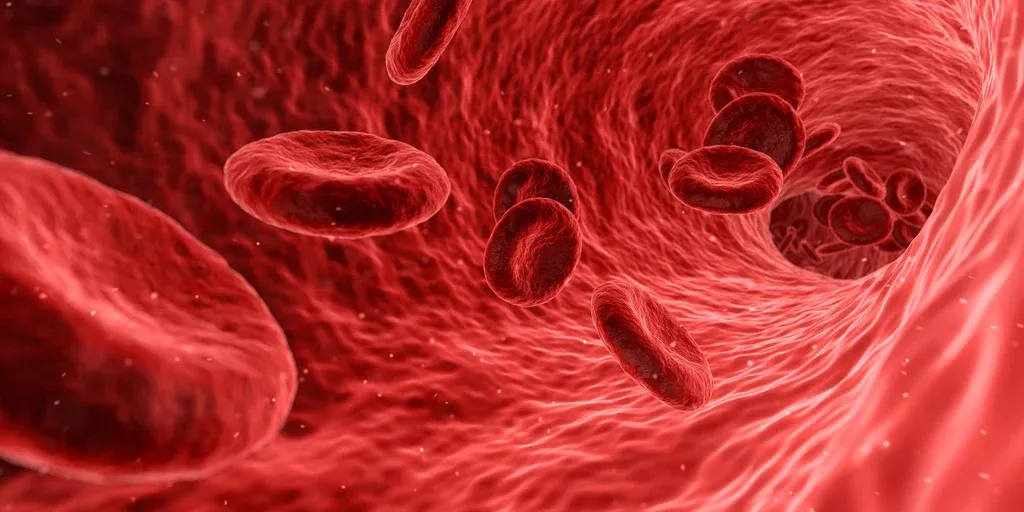 Vue rapprochée de globules rouges circulant dans un vaisseau sanguin