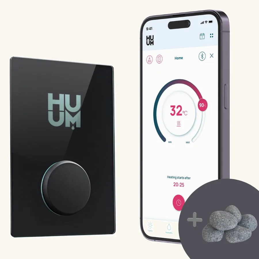 Le thermostat UKU livré avec le poêle, l’application de commande et les pierres